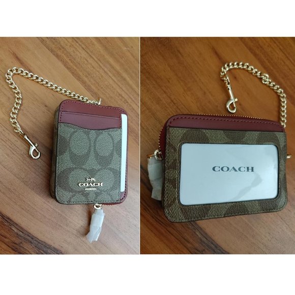 COACH SIGNATURE THICK CARD HOLDER WITH COIN PURSE WITH RED DESIGN - Picture 3 of 4